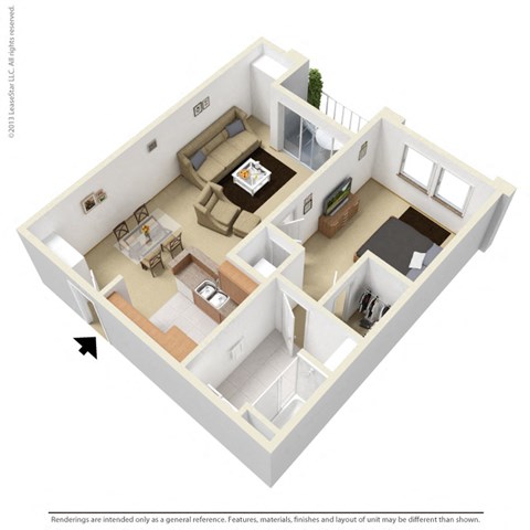 The Boulevard on Wilshire Apartments The Detroit 3D Floor Plan